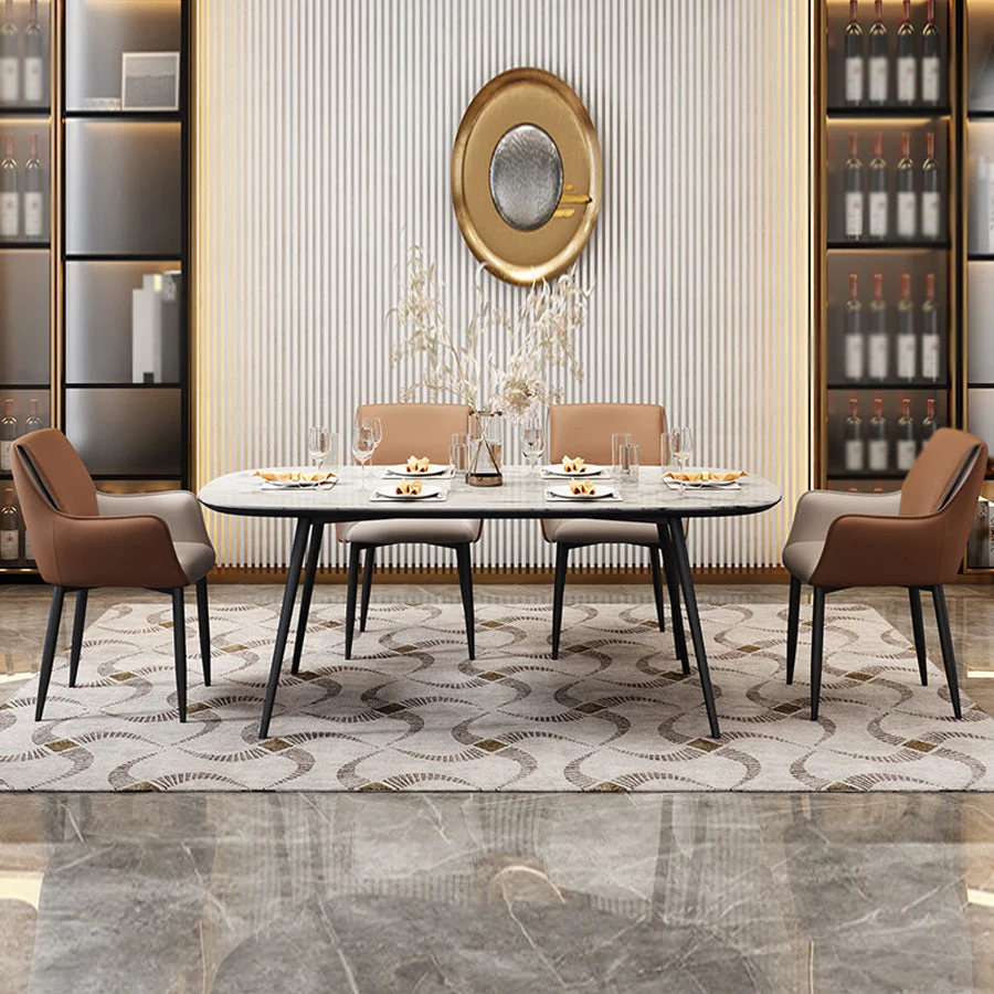 Sedia da sala da pranzo imbottita con schienale metallo scandinavo per la casa Clearhalo
