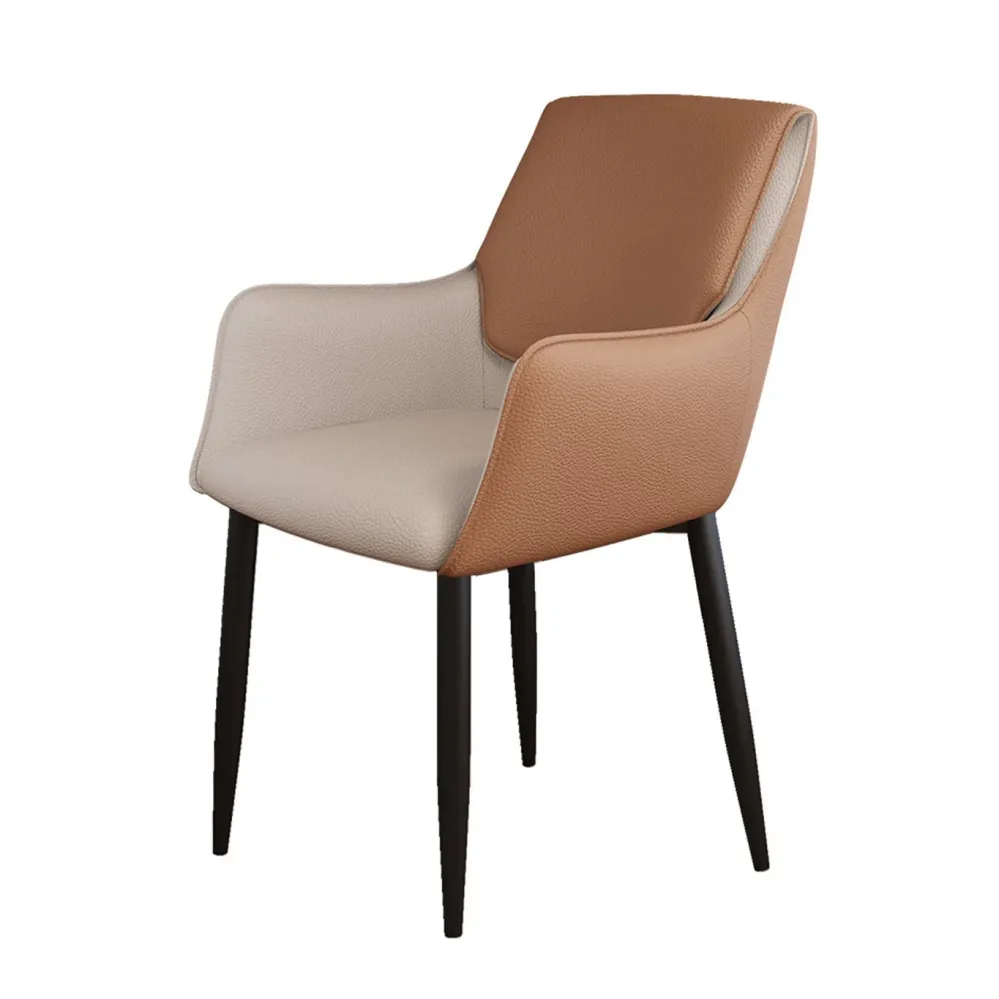 Sedia da sala da pranzo imbottita con schienale metallo scandinavo per la casa Clearhalo