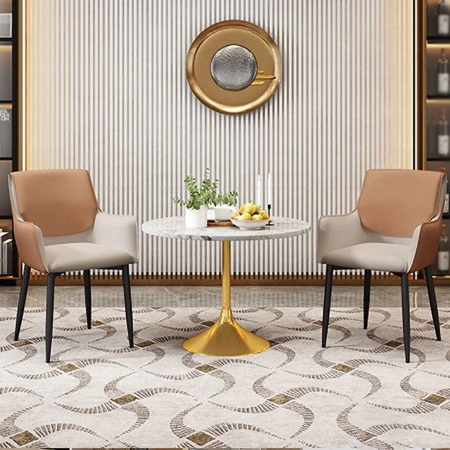 Sedia da sala da pranzo imbottita con schienale metallo scandinavo per la casa Clearhalo