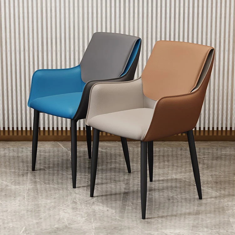 Sedia da sala da pranzo imbottita con schienale metallo scandinavo per la casa Clearhalo
