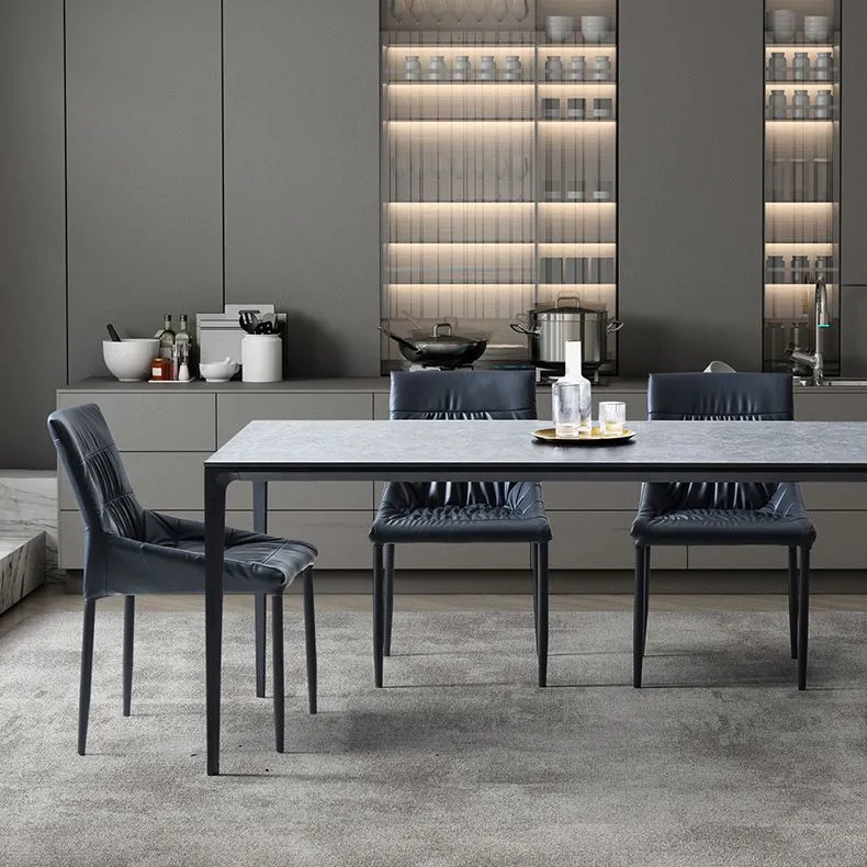 Sedia da sala da pranzo imbottita metallo con schienale massiccio per la casa contemporanea (set di 2) Clearhalo
