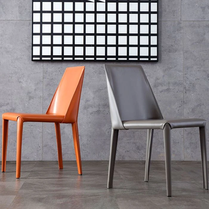 Sedia da sala da pranzo imbottita metallo con schienale massiccio per la casa stile moderno Clearhalo