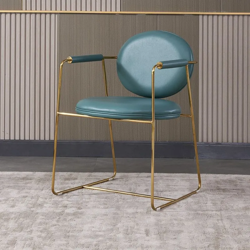 Sedia da sala da pranzo imbottita metallo con schienale aperto per la casa stile moderno Clearhalo