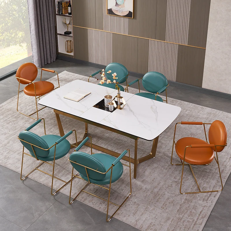 Sedia da sala da pranzo imbottita metallo con schienale aperto per la casa stile moderno Clearhalo