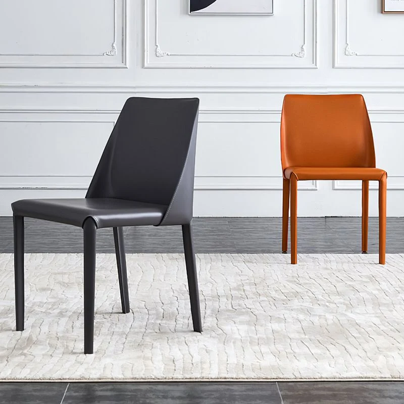 Sedia da sala da pranzo imbottita metallo con schienale massiccio per la casa industriale (set di 2) Clearhalo