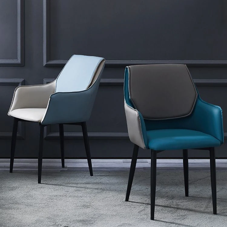 Sedia da sala da pranzo imbottita metallo con poltrona moderna per interni, schienale solido Clearhalo