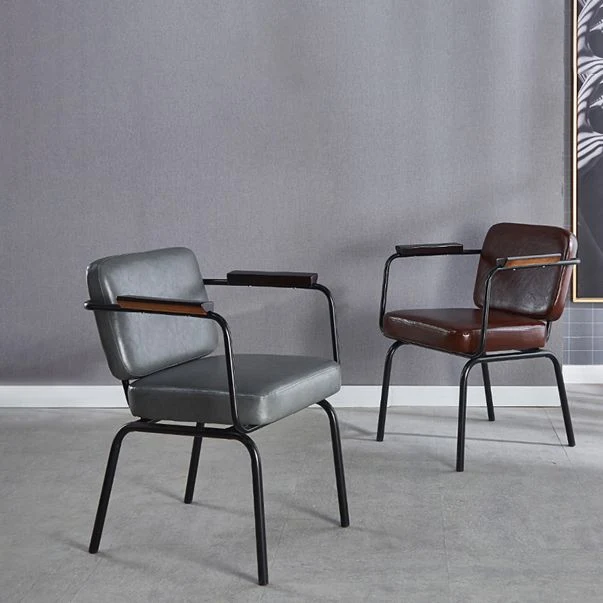 Sedia da sala da pranzo industriale metallo Poltrona da pranzo Parsons con finitura metallizzata Clearhalo