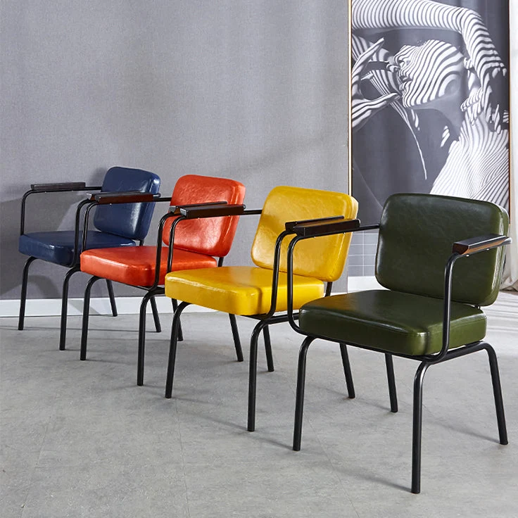 Sedia da sala da pranzo industriale metallo Poltrona da pranzo Parsons con finitura metallizzata Clearhalo
