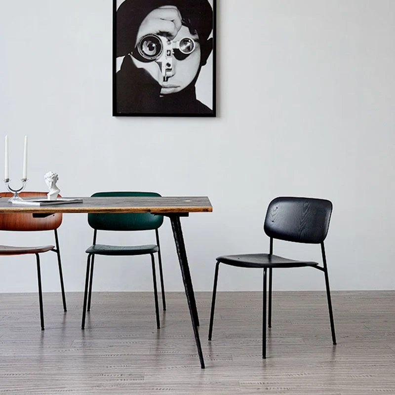 Sedia da sala da pranzo industriale metallo Sedia laterale da pranzo con schienale aperto senza braccioli per uso domestic...