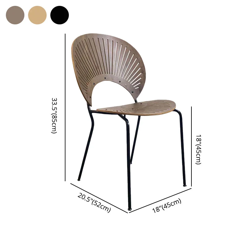 Sedia da sala da pranzo legno con gambe metallo con schienale aperto per la casa contemporanea Clearhalo