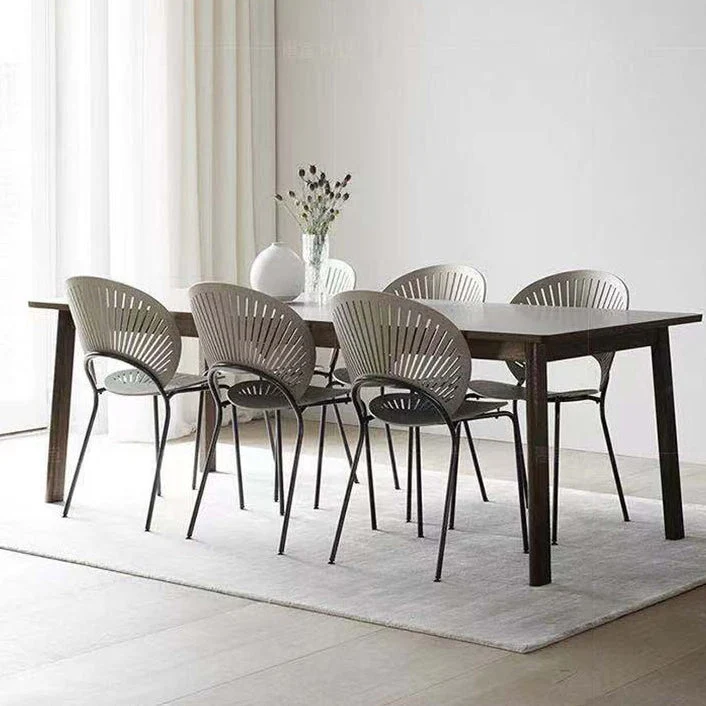 Sedia da sala da pranzo legno con gambe metallo con schienale aperto per la casa contemporanea Clearhalo