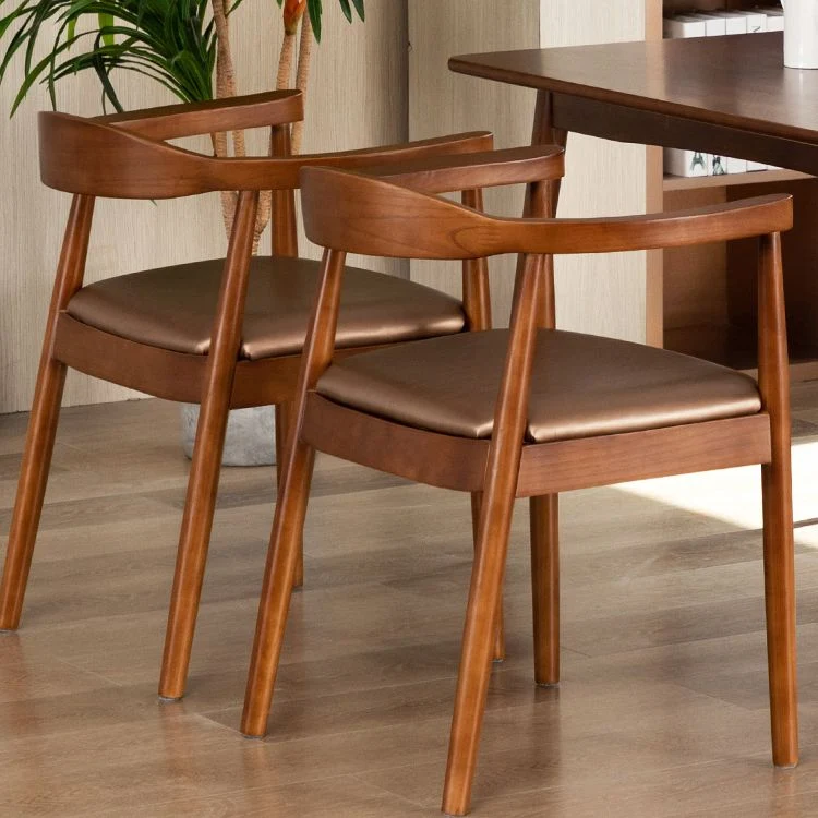 Sedia da sala da pranzo legno imbottita con schienale aperto per la casa contemporanea Clearhalo