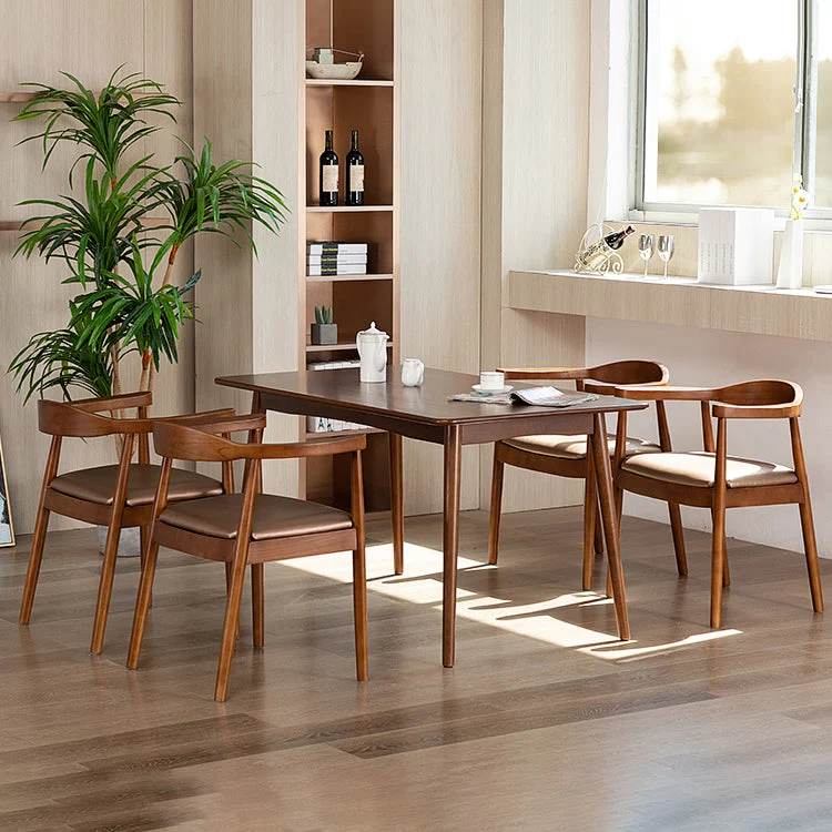 Sedia da sala da pranzo legno imbottita con schienale aperto per la casa contemporanea Clearhalo