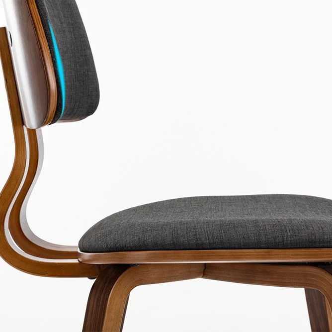 Sedia da sala da pranzo legno imbottita con schienale aperto per la casa contemporanea Clearhalo