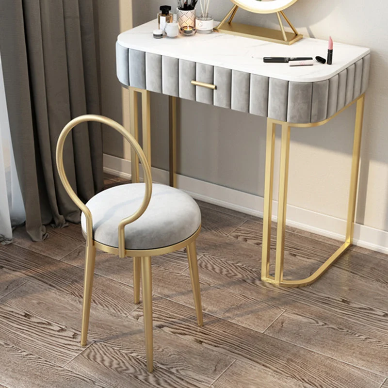Sedia da sala da pranzo metallo glamour, sedia laterale da pranzo con schienale aperto senza braccioli per uso domestico C...