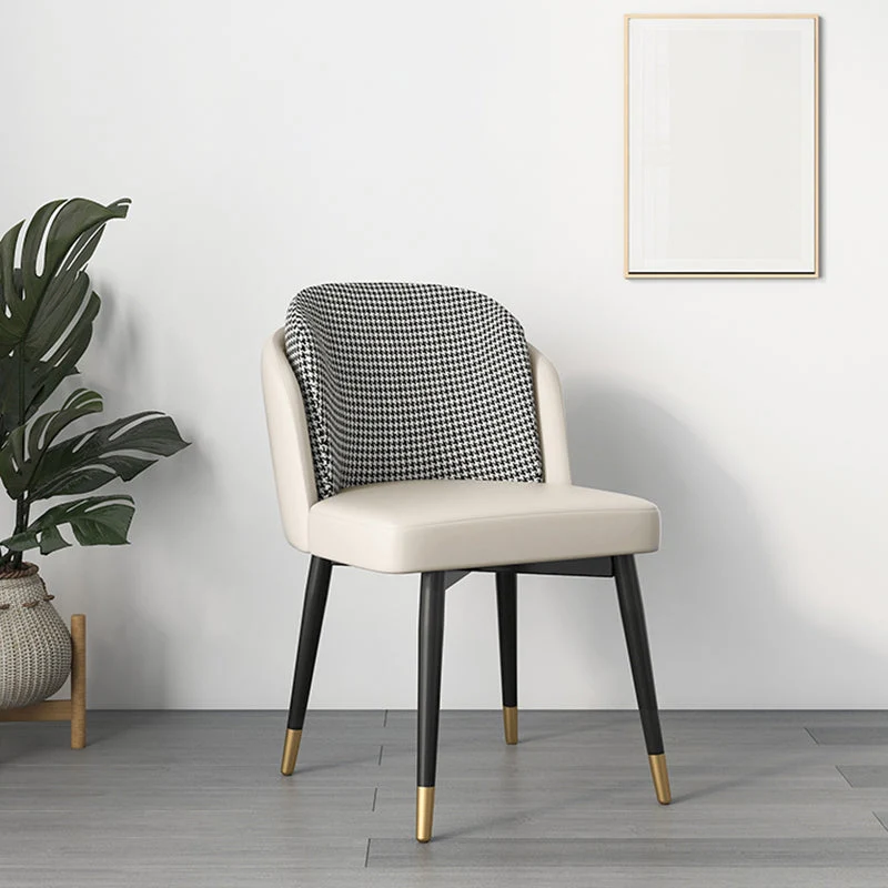Sedia da sala da pranzo metallo glamour, sedia laterale da pranzo tessuto imbottito, per uso ristorante Clearhalo