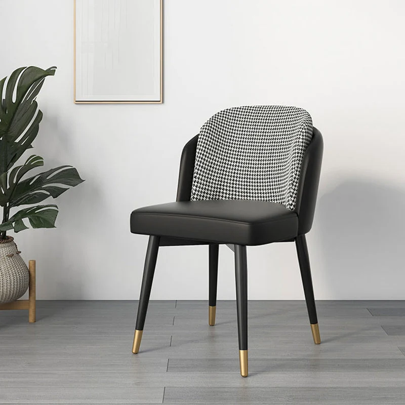Sedia da sala da pranzo metallo glamour, sedia laterale da pranzo tessuto imbottito, per uso ristorante Clearhalo