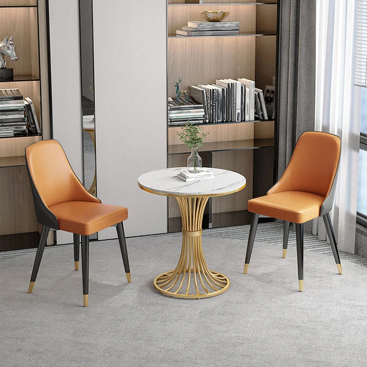 Sedia da sala da pranzo metallo glamour Sedie Parsons ecopelle per uso domestico Clearhalo