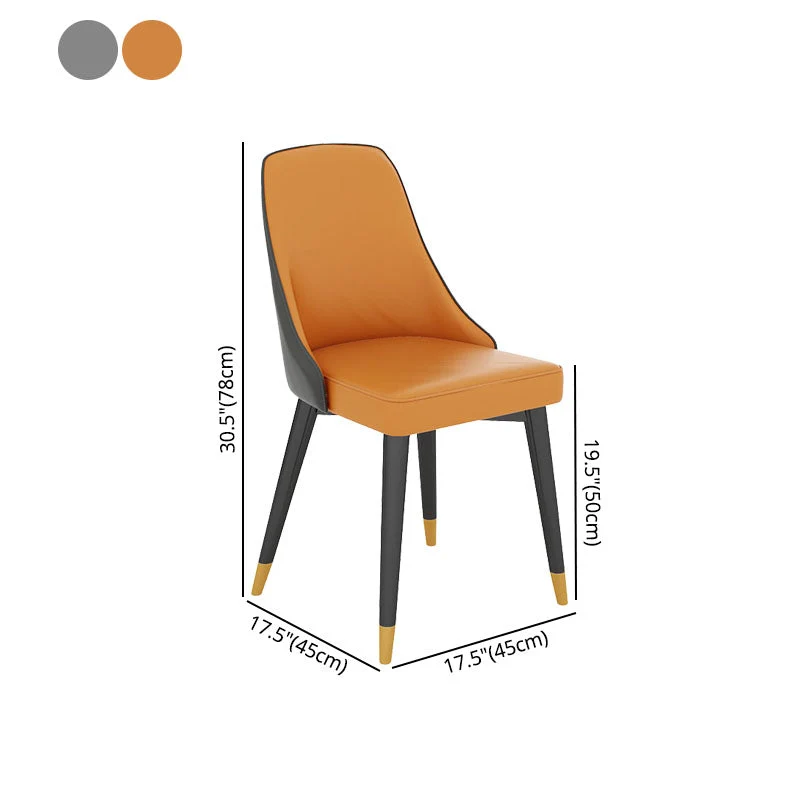 Sedia da sala da pranzo metallo glamour Sedie Parsons ecopelle per uso domestico Clearhalo