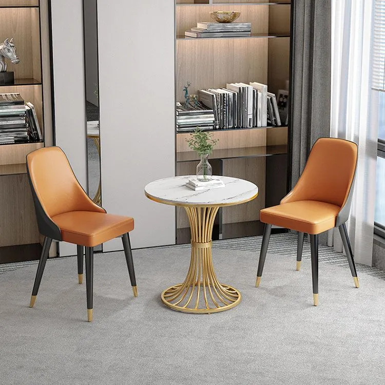 Sedia da sala da pranzo metallo glamour Sedie Parsons ecopelle per uso domestico Clearhalo