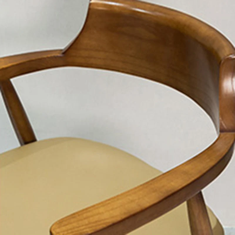 Sedia da sala da pranzo moderna con braccioli legno con schienale aperto per la casa Clearhalo