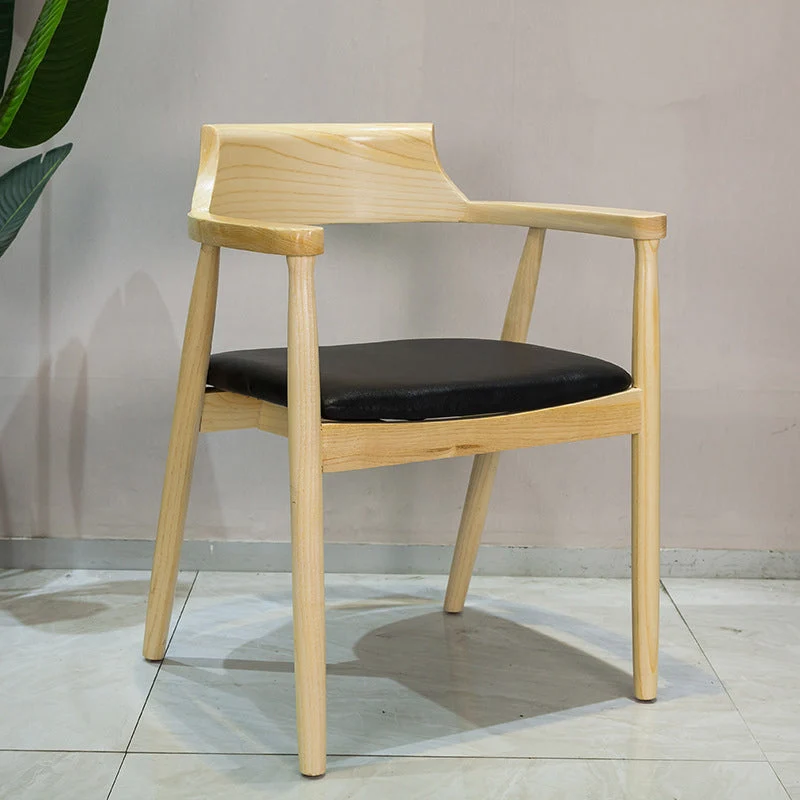 Sedia da sala da pranzo moderna con braccioli legno con schienale aperto per la casa Clearhalo