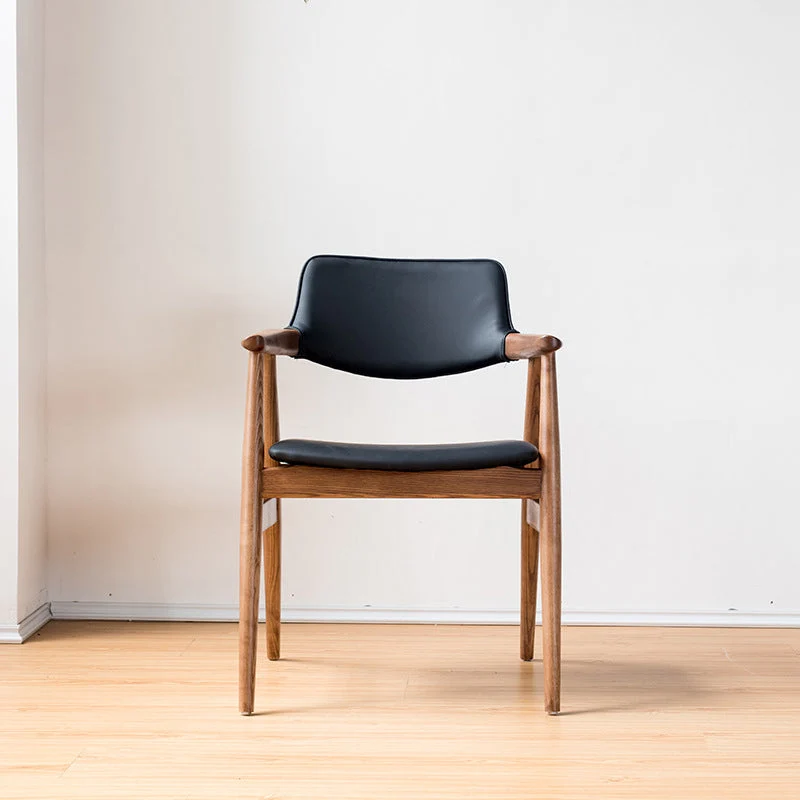 Sedia da sala da pranzo moderna con braccioli legno con schienale aperto per interni Clearhalo