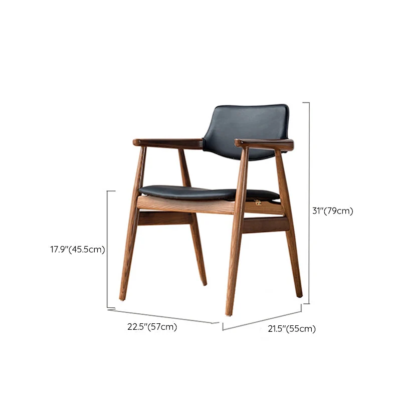 Sedia da sala da pranzo moderna con braccioli legno con schienale aperto per interni Clearhalo