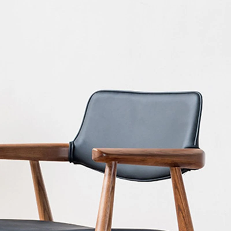 Sedia da sala da pranzo moderna con braccioli legno con schienale aperto per interni Clearhalo