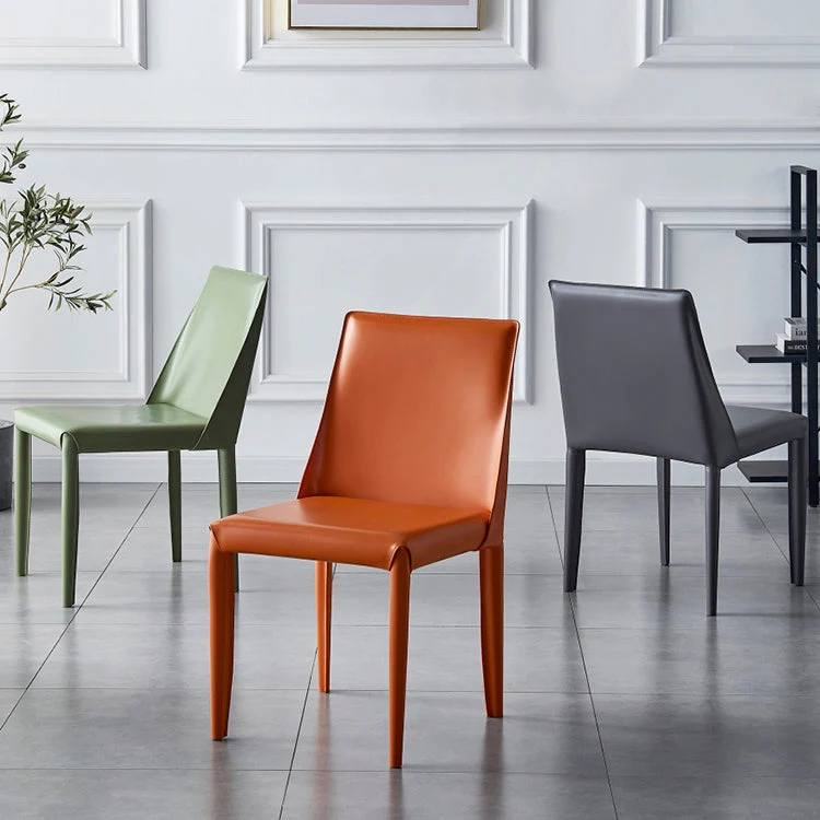 Sedia da sala da pranzo moderna pelle, sedia senza braccioli metallo, per uso domestico (set di 2) Clearhalo