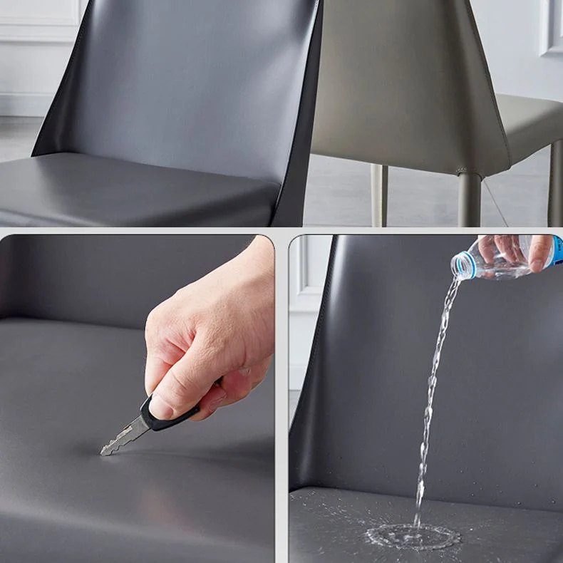 Sedia da sala da pranzo moderna pelle, sedia senza braccioli metallo, per uso domestico (set di 2) Clearhalo