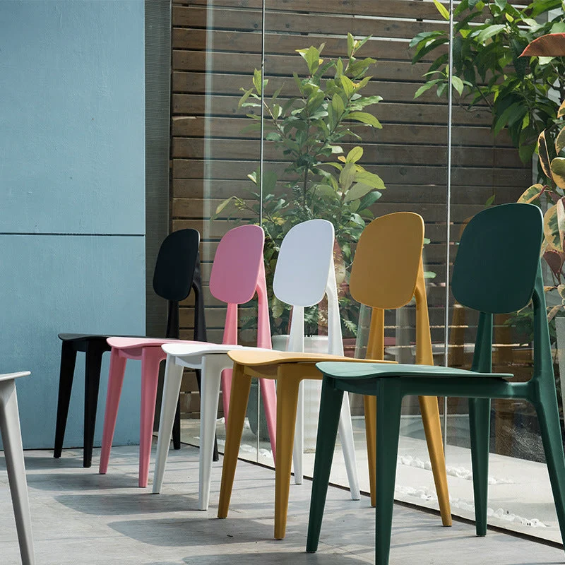 Sedia da sala da pranzo moderna plastica da 32 pollici con schienale aperto per la casa Clearhalo