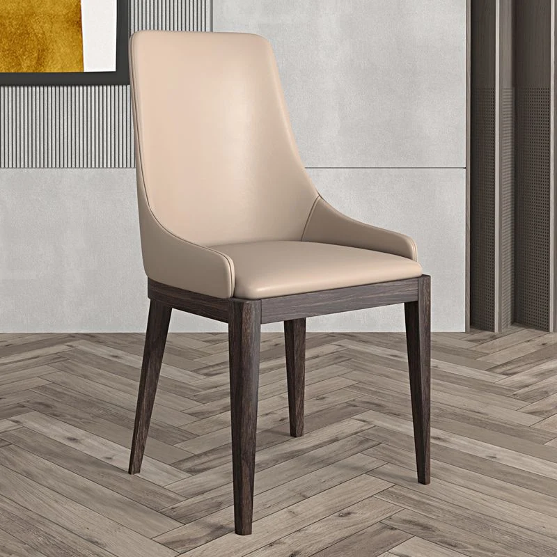 Sedia da sala da pranzo moderna Sedia da pranzo laterale ecopelle e legno Clearhalo