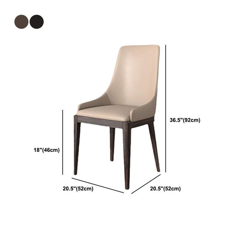 Sedia da sala da pranzo moderna Sedia da pranzo laterale ecopelle e legno Clearhalo