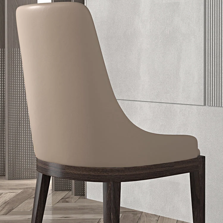 Sedia da sala da pranzo moderna Sedia da pranzo laterale ecopelle e legno Clearhalo