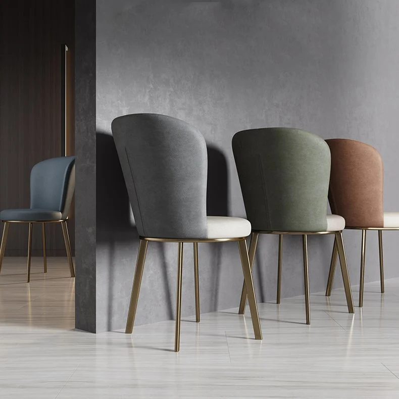 Sedia da sala da pranzo pelle Glam Sedie da sala da pranzo metallo senza braccioli per uso domestico Clearhalo