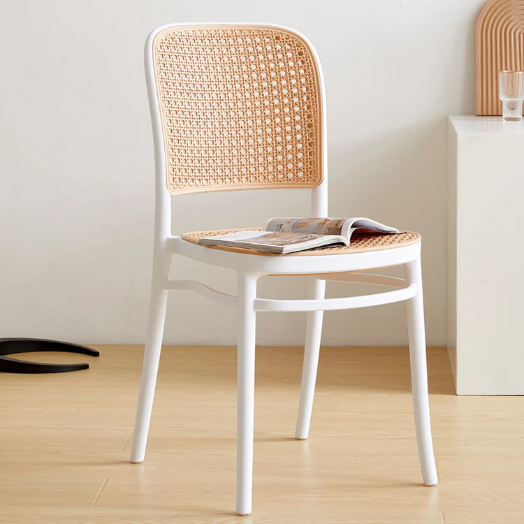 Sedia da sala da pranzo plastica con schienale aperto e sedia laterale contemporanea per interni Clearhalo