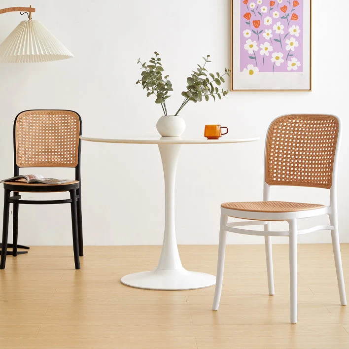 Sedia da sala da pranzo plastica con schienale aperto e sedia laterale contemporanea per interni Clearhalo