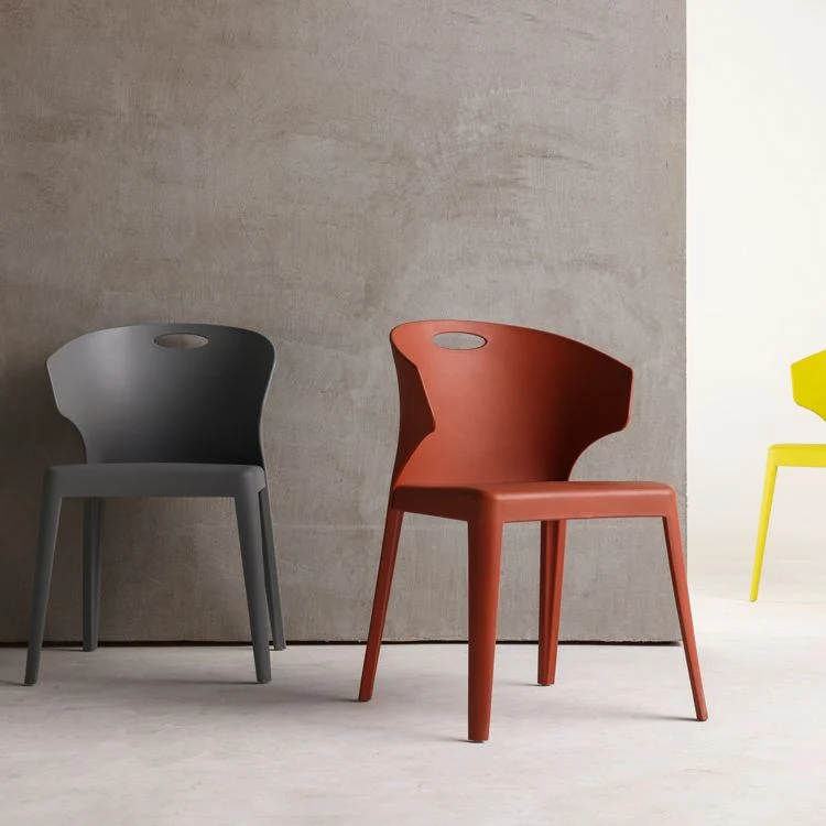 Sedia da sala da pranzo plastica stile contemporaneo Sedia laterale con schienale laterale multicolore Clearhalo