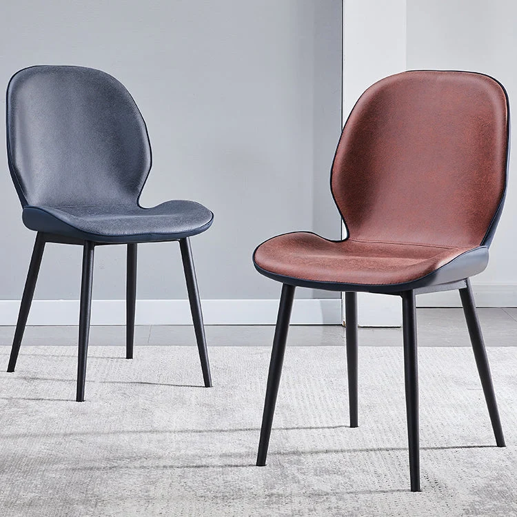 Sedia da sala da pranzo scandinava per la casa, sedia da sala da pranzo imbottita metallo con schienale massiccio Clearhalo