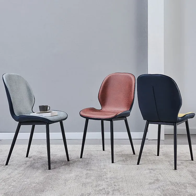Sedia da sala da pranzo scandinava per la casa, sedia da sala da pranzo imbottita metallo con schienale massiccio Clearhalo