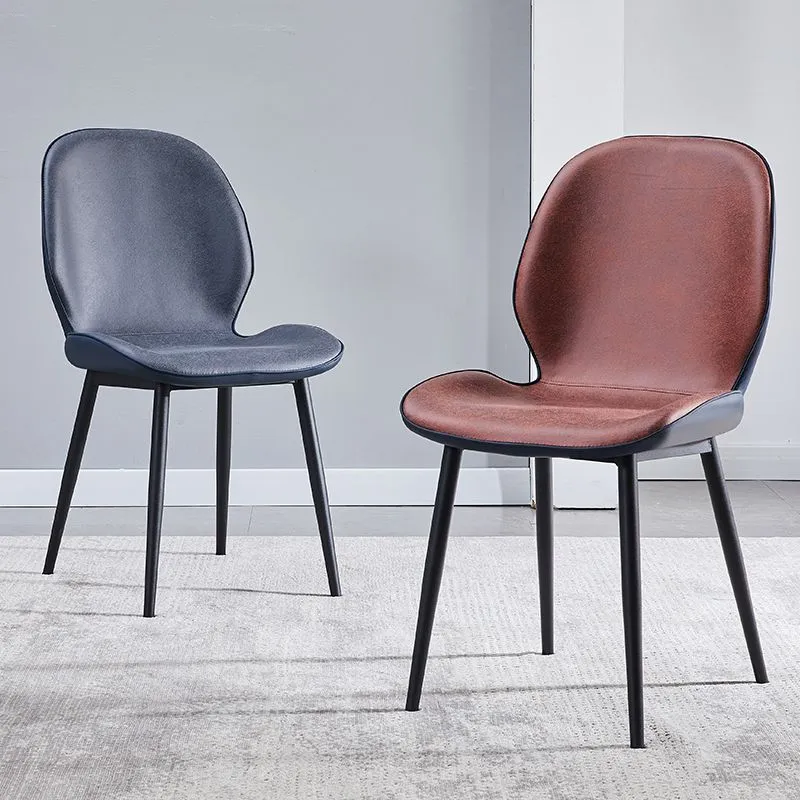 Sedia da sala da pranzo scandinava per la casa, sedia da sala da pranzo imbottita metallo con schienale massiccio Clearhalo