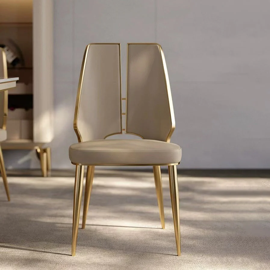 Sedia da sala da pranzo stile glamour, con schienale aperto, metallo, per interni Clearhalo