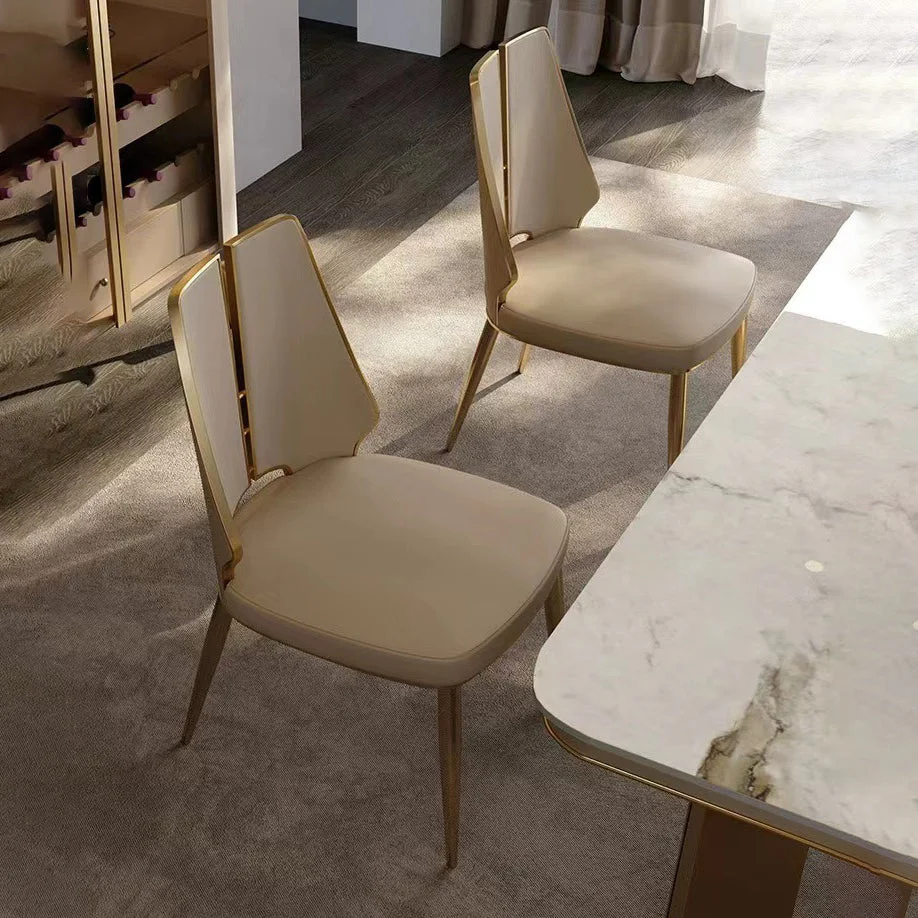 Sedia da sala da pranzo stile glamour, con schienale aperto, metallo, per interni Clearhalo
