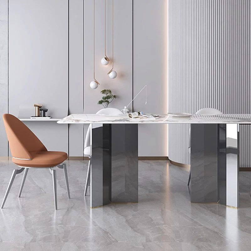 Sedia da sala da pranzo stile glamour, con schienale massiccio, metallo, per interni Clearhalo
