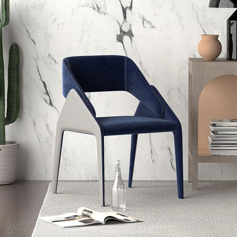 Sedia da sala da pranzo stile moderno con braccioli metallo con schienale aperto per cucina Clearhalo