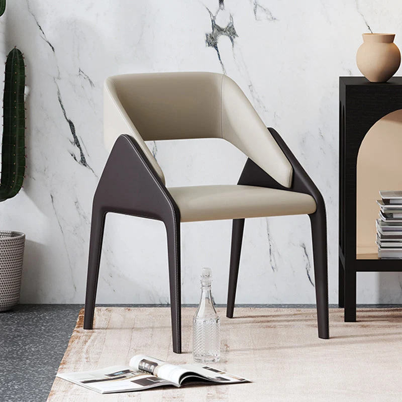 Sedia da sala da pranzo stile moderno con braccioli metallo con schienale aperto per cucina Clearhalo