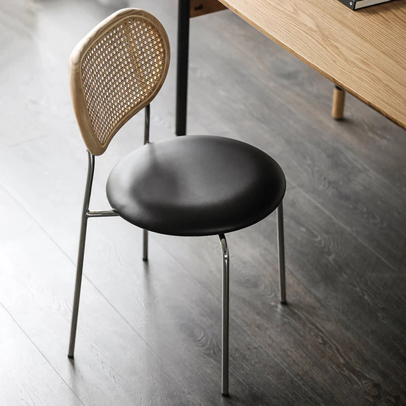 Sedia da sala da pranzo stile moderno ecopelle con schienale aperto per la casa Clearhalo