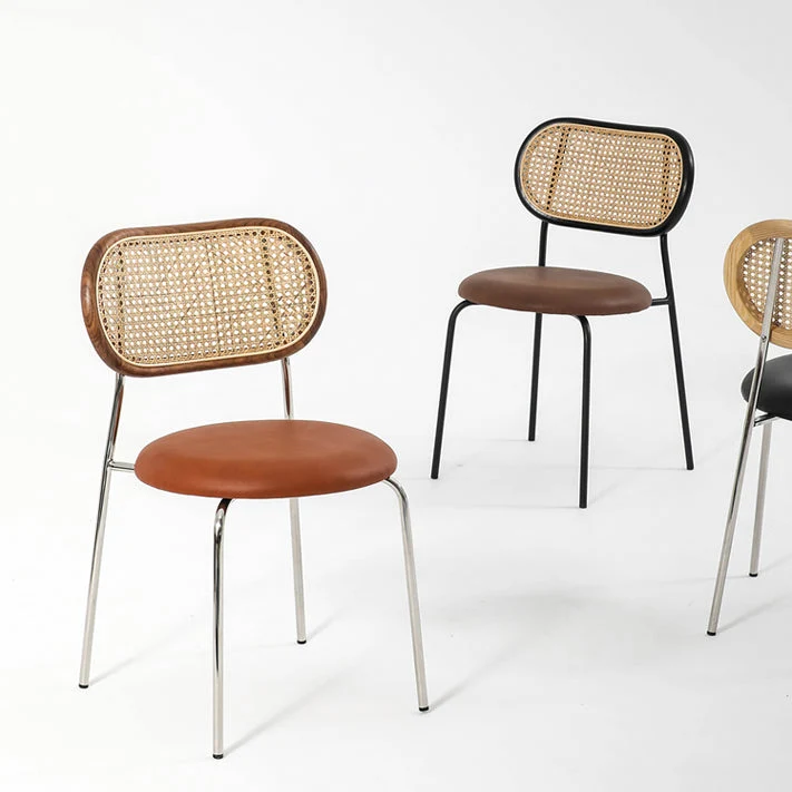 Sedia da sala da pranzo stile moderno ecopelle con schienale aperto per la casa Clearhalo