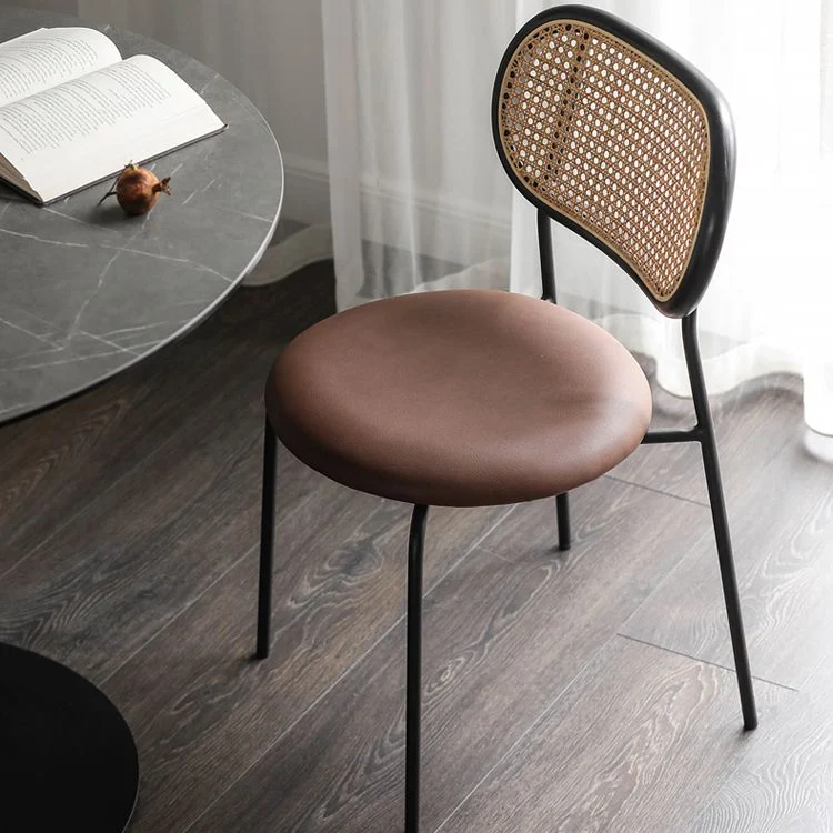 Sedia da sala da pranzo stile moderno ecopelle con schienale aperto per la casa Clearhalo